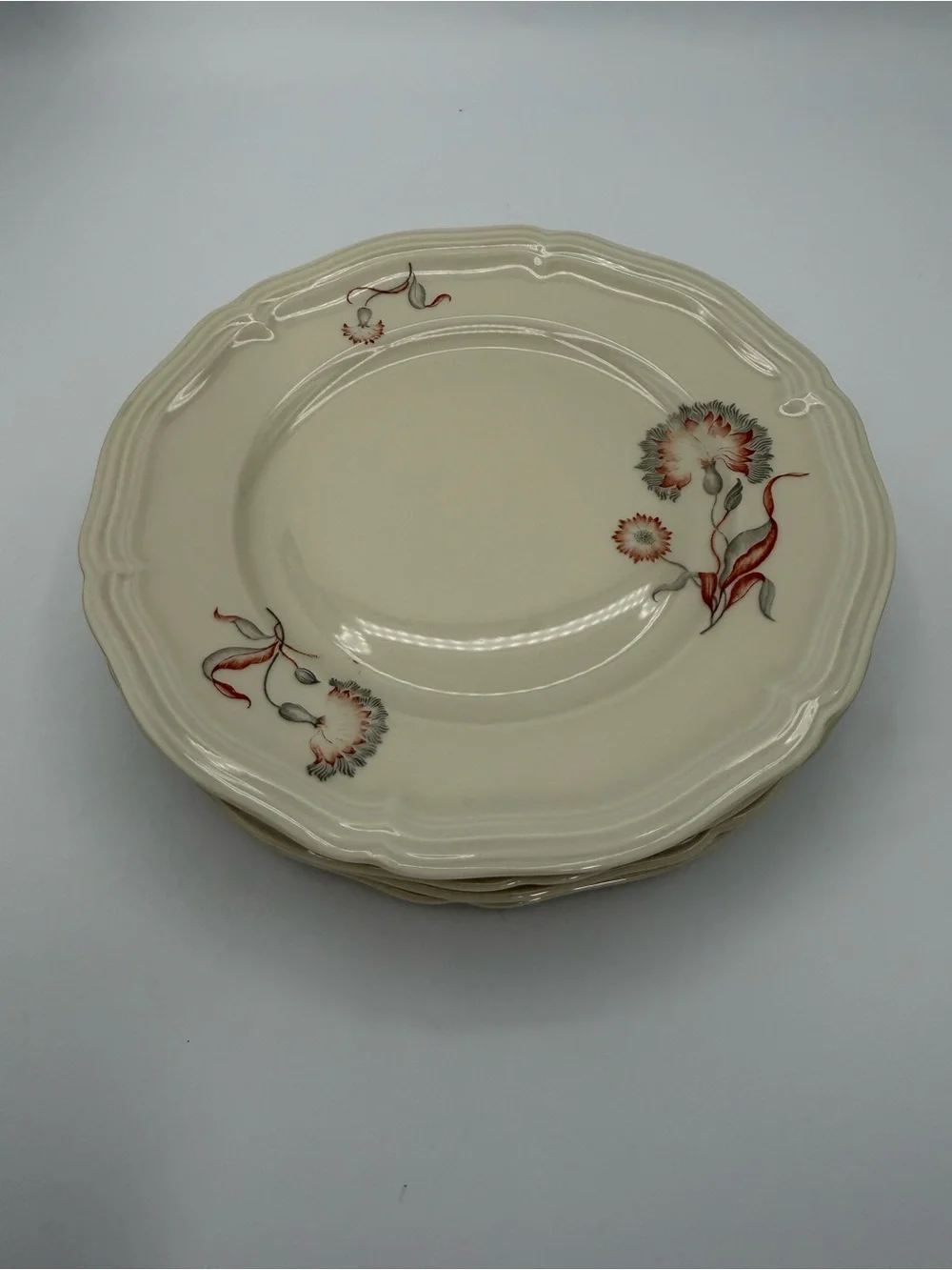 Rosenthal Chippendale Germany Rust Red & Gray  7.5” Salad Plates  Set of 4
